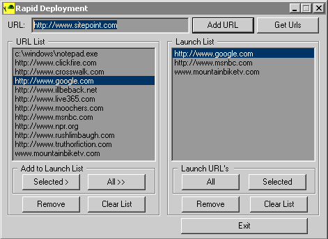 Rapid Deployment URL Launcher Screenshot